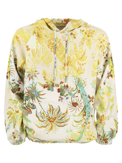 Shop Etro Viscose Sweatshirt With Floral Print In Yellow