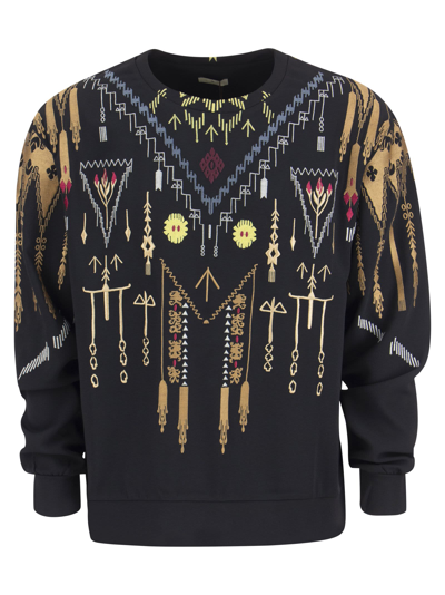 Shop Etro Crew-neck Sweatshirt With Embroidery In Black