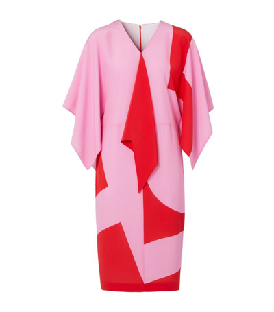 Shop Burberry Silk Geometric Print Mini Dress In Pink