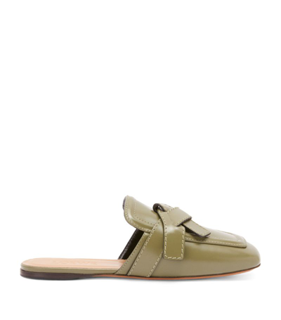 Shop Loewe Leather Gate Mules In Green