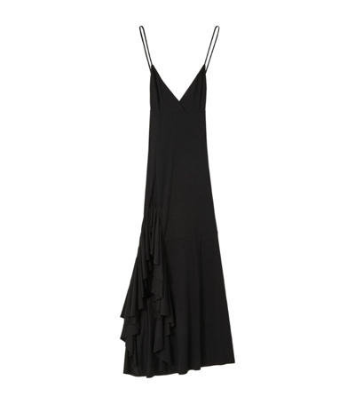 Shop Loewe Ruffle Midi Dress In Black