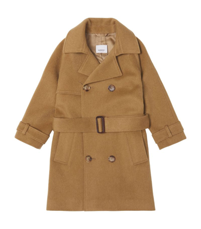 Shop Burberry Kids Cashmere Trench Coat (8-12 Years) In Brown