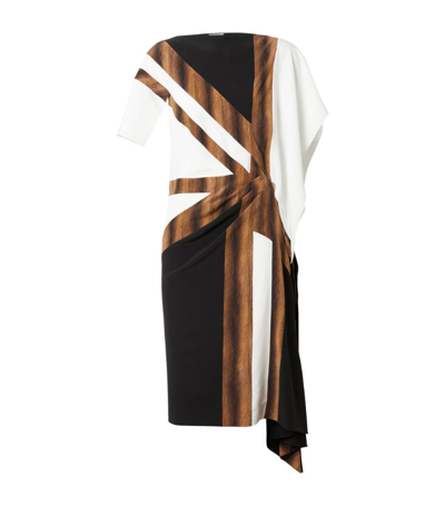 Shop Burberry Silk Flag Print Asymmetric Dress In Black