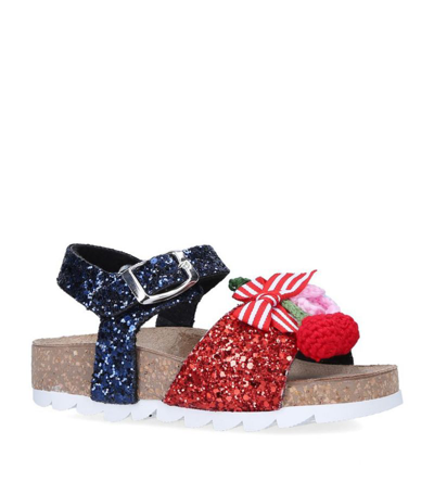 Shop Monnalisa Crochet-detail Sandals In Blue