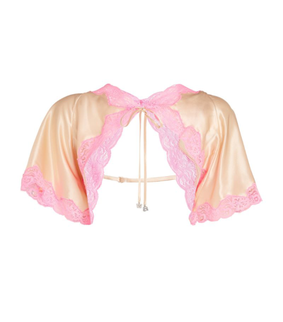 Shop Alexander Wang Silk Lace-trim Shrug In Pink