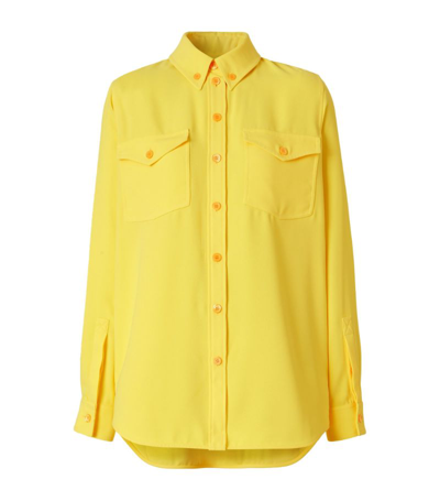 Shop Burberry Satin Shirt In Yellow