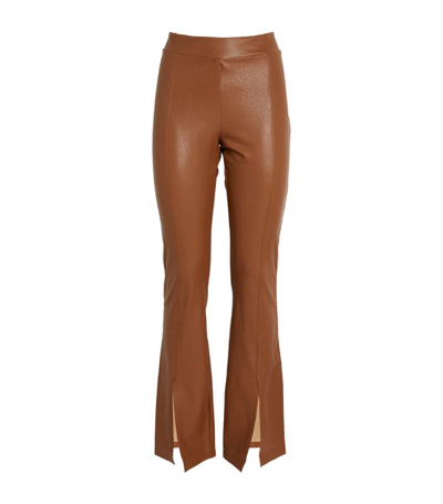 Shop Commando Faux Leather Split-detail Trousers In Brown