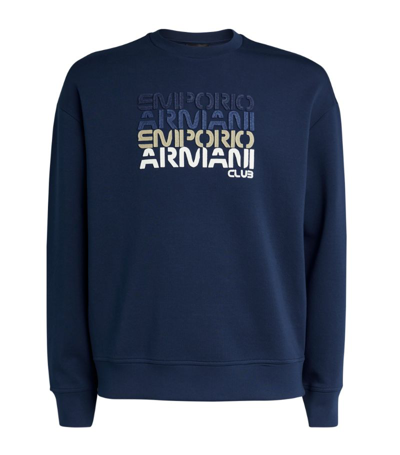 Shop Emporio Armani Zip-detail Logo Sweatshirt In Blue