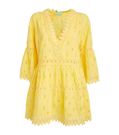 Shop Melissa Odabash Embroidered Victoria Mini Dress In Yellow