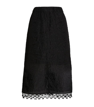 Shop Ganni Beaded-hem Midi Skirt In Black