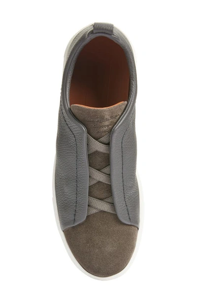 Shop Zegna Triple Stitch Low Top Sneaker In Grey