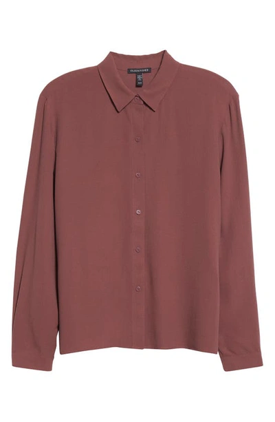 Shop Eileen Fisher Classic Collar Easy Silk Button-up Shirt In Fig