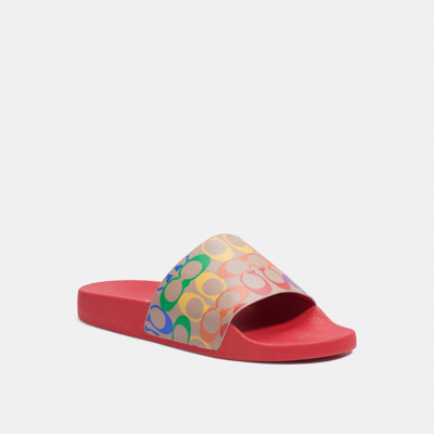 Coach Slide In Rainbow Signature Canvas, Size: 13 In Red/multi | ModeSens