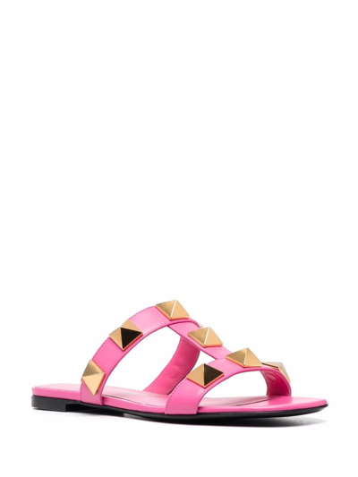 Shop Valentino Sandali Slide Roman Stud In Pink
