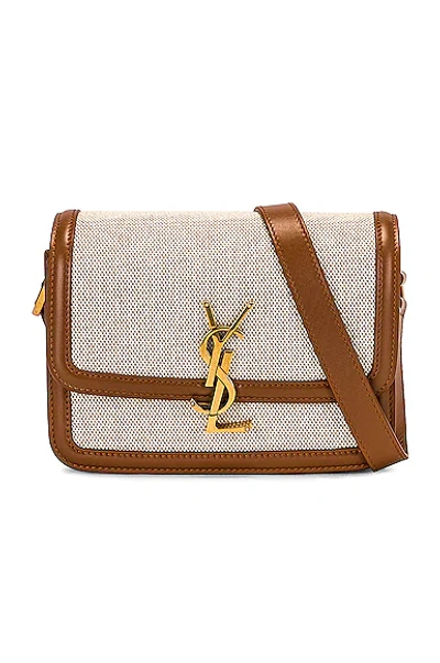 Shop Saint Laurent Small Solferino Satchel Bag In Natural  Beige  & Brick