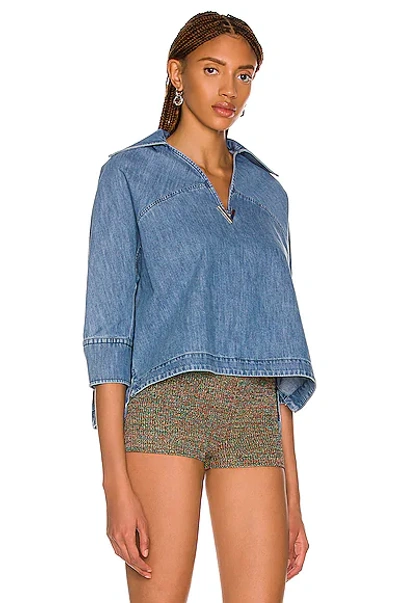 Shop Valentino Denim Shirt In Denim Blue