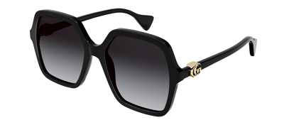 Shop Gucci Gg1072sa 001 Oversized Square Sunglasses With Mini Running In Grey