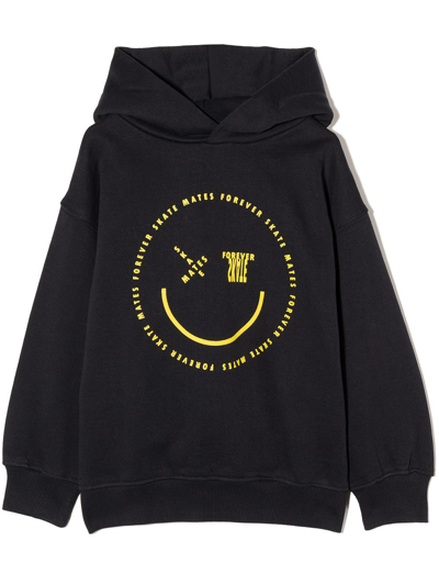 Shop Molo Smiley-print Organic Cotton Hoodie In Black