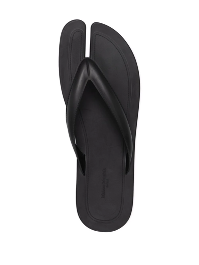 Maison Margiela Green Patent Tabi Flip Flops In Black