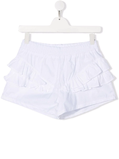 Shop Pinko Ruffled-design Shorts In White