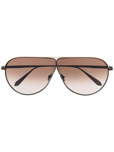 Shop Linda Farrow Oversized Pilot-frame Sunglasses In Brown