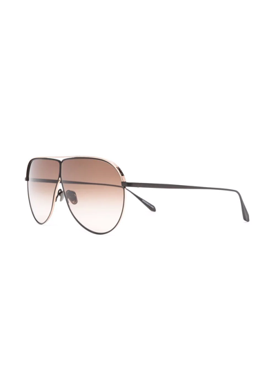 Shop Linda Farrow Oversized Pilot-frame Sunglasses In Brown