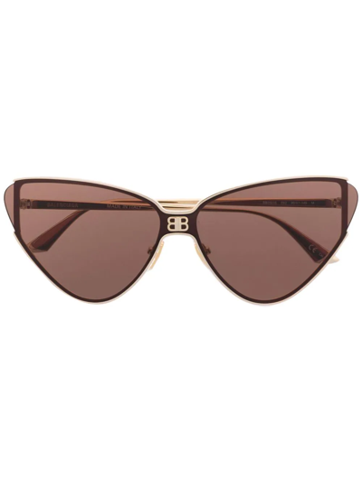 Shop Balenciaga Cat-eye Frame Sunglasses In Gold
