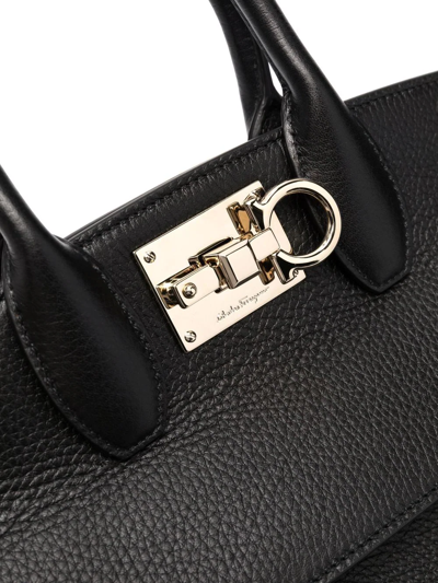 Shop Ferragamo The Studio Leather Tote Bag In Black