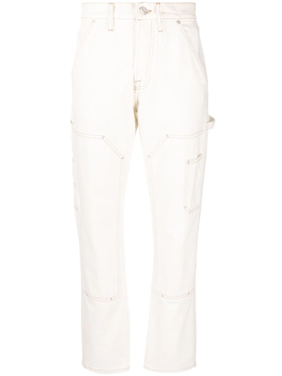 Shop Frame Multiple-pocket Straight-leg Trousers In White
