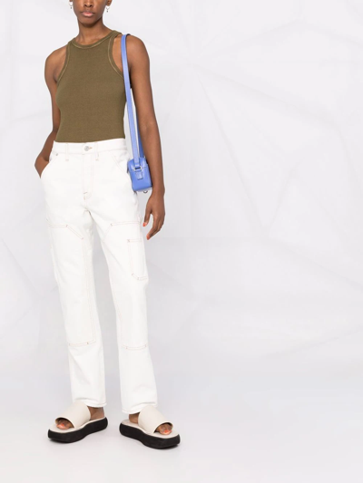 Shop Frame Multiple-pocket Straight-leg Trousers In White