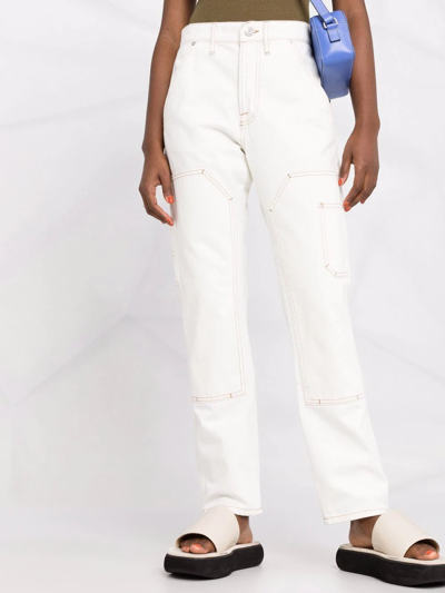 Shop Frame Multiple-pocket Straight-leg Trousers In White