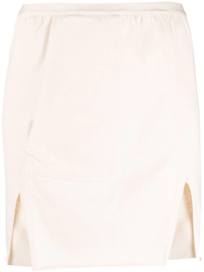 Shop Rick Owens Front-slit Mini Skirt In Neutrals