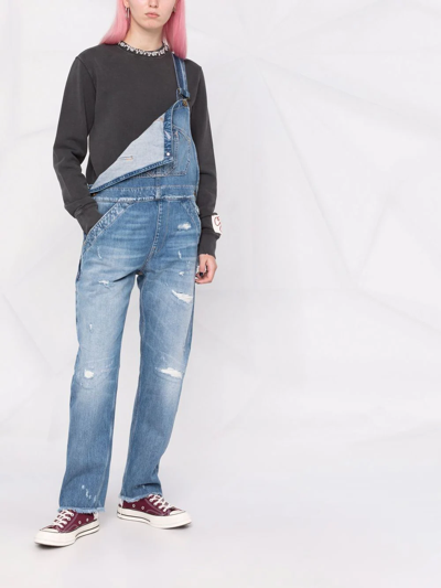 Golden Goose Athena Crystal Embellished Distressed Cotton Sweatshirt In Grey