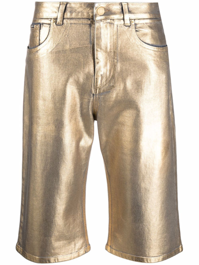 Shop Tom Ford Metallic Knee-length Shorts In Gold