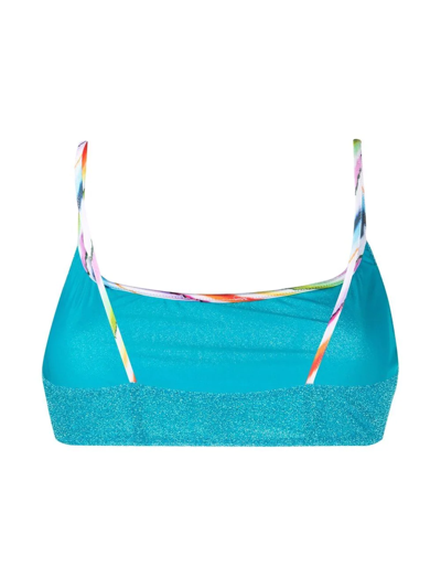 Shop Missoni Metallic-knit Bikini Top In Blue