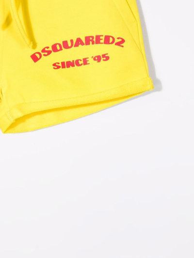 Dsquared2 Teen Logo-print Track Shorts In Yellow