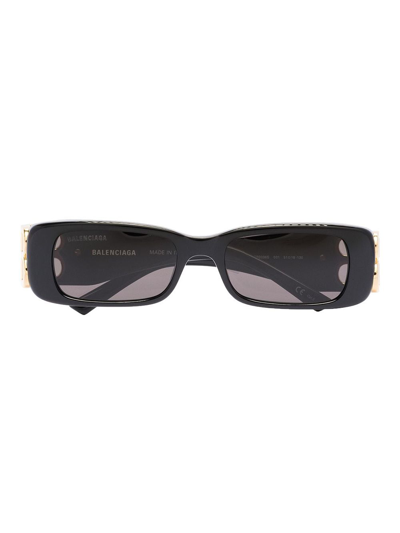Shop Balenciaga Shiny Black Bb Detail Sunglasses