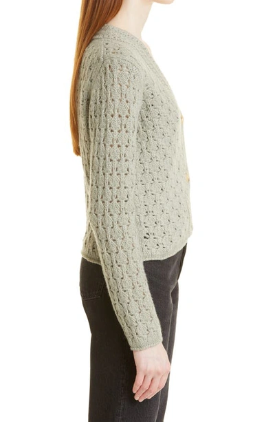 Shop Vince Crochet Wool & Cashmere Cardigan Sweater In Artichoke