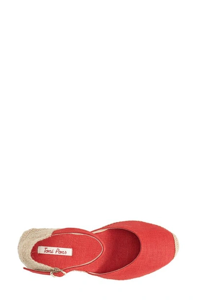 Shop Toni Pons 'caldes' Linen Wedge Sandal In Red