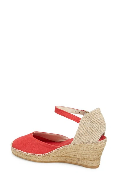 Toni Pons 'caldes' Linen Wedge Sandal In Red