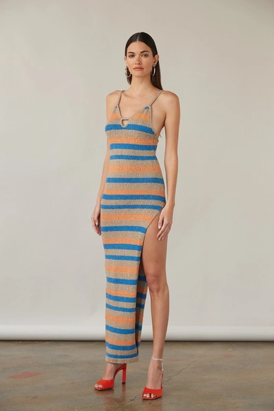 Shop Atoir The Cindy Dress - Lapis Tuscan Stripe In Multi Color