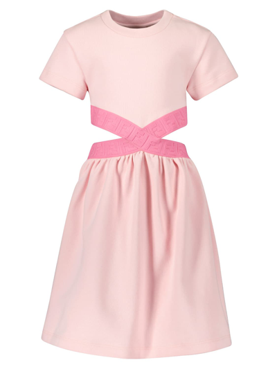 Shop Fendi Kids Dress For Girls In Pink