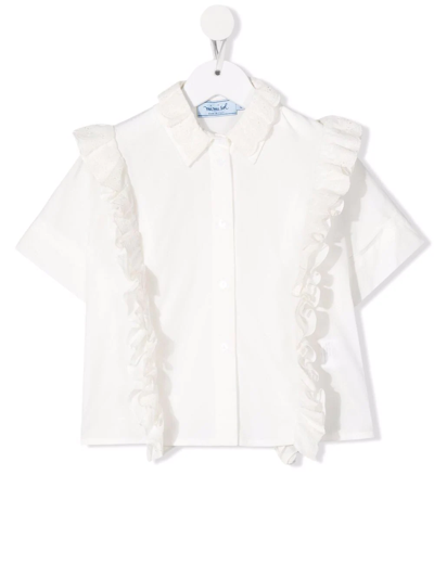 Shop Mi Mi Sol Ruffle-detail Cotton Shirt In White