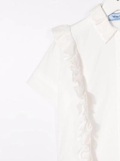 Shop Mi Mi Sol Ruffle-detail Cotton Shirt In White