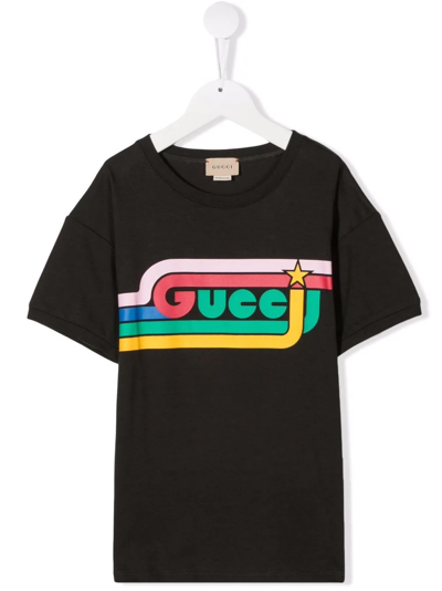 Shop Gucci Logo-print T-shirt In Grey