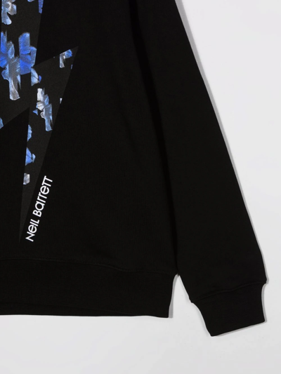 Shop Neil Barrett Floral-detail Logo Hoodie In Black