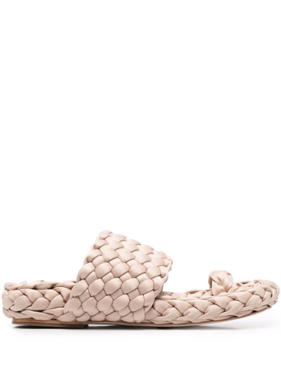 Paloma Barceló Woven Open-toe Slides In Neutrals
