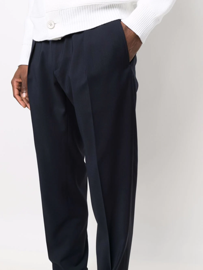 Shop Incotex Tapered Virgin-wool Trousers In Blue