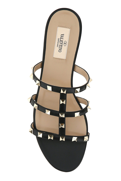 Shop Valentino Black Leather Rockstud Slippers Nd  Garavani Donna 35