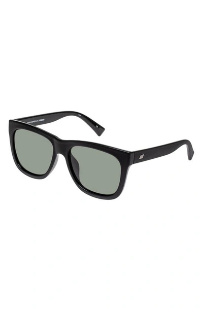 Shop Le Specs High Hopes 58mm Rectangular Sunglasses In Matte Black/ Khaki